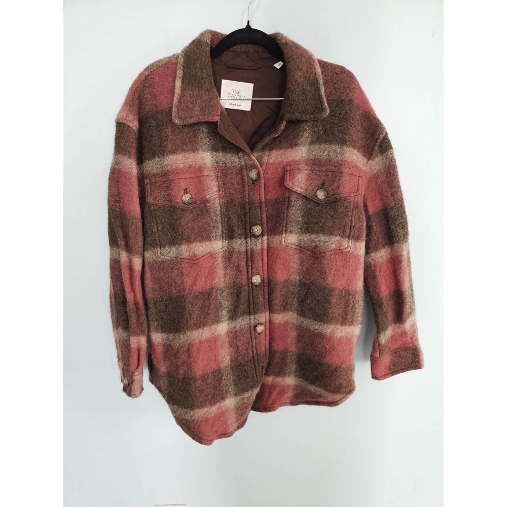 Wilfred Free Aritzia The Ganna Wool Blend Plaid Button Down Shirt Jacket Sz L